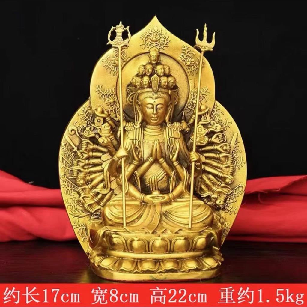 Bodhisattwa Guanyin Tysiącręka Osiemnaście Ramion Quan Tie Matka Brązowy Posąg Dekoracja Domu Prezent Dekoracja Salonu