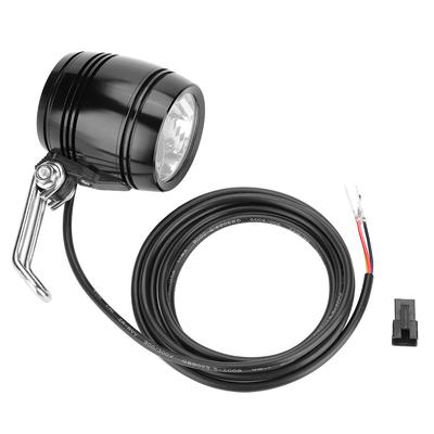 LED Aluminum E Bike Headlight Horn 2 In 1 Set Front Light Headlamp Light (Black)