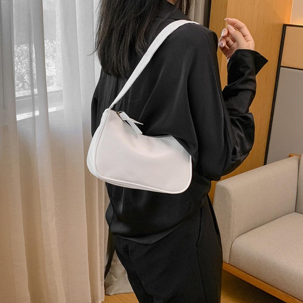 Retro Candy Color Underarm Bag Small PU Leather Top-Handle Handbag Soft Square Bag Women