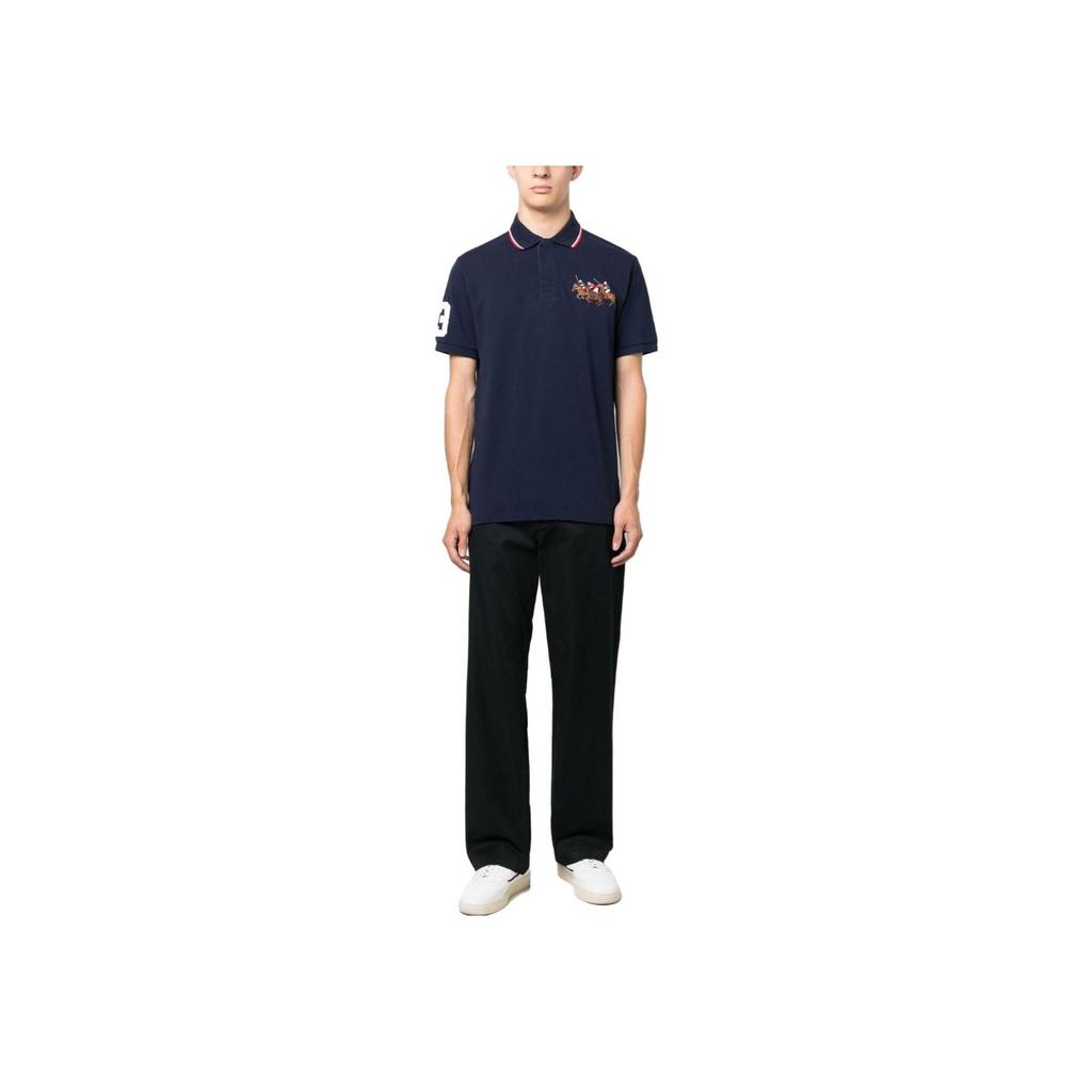 Polo Ralph Lauren SS23 Equestrian Knight Embroidered Short Sleeve Polo Shirt Men tops Navy-Blue 710900614-006
