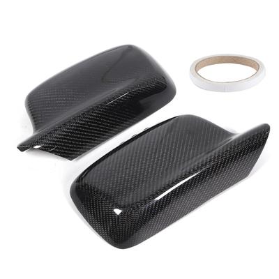 Pair Rearview Mirror Cover AddOn Carbon Fiber Decorative Cap Fit for 7Series 3Series E65 E66 E67 E46