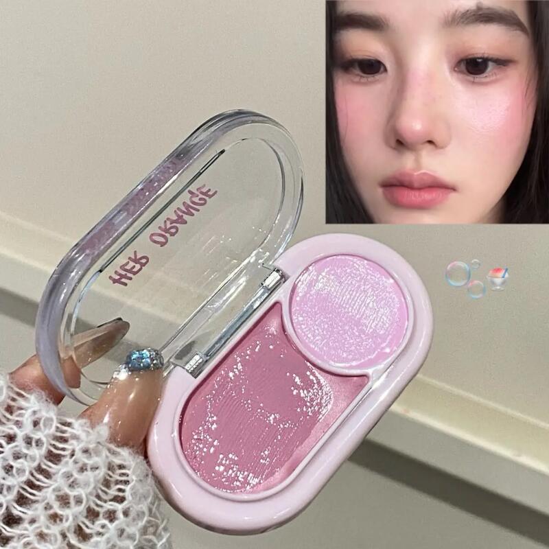 Two Color Powder Blusher Cream Matte Brighten Water Light Peach Cream Blush Natural Cheek Tint Waterproof Face Contouring Makeup