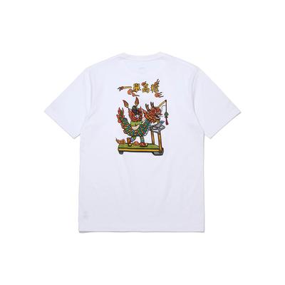 Li Ning Sports Trend Series High Rice Cartoon Pattern Round Neck Casual Short Sleeve T-Shirt Men T-Shirts Standard-White AHSS367-1