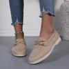 Large Suede Loafers Women's Fall New Metallic Comfortable Soft-soled Single Shoes