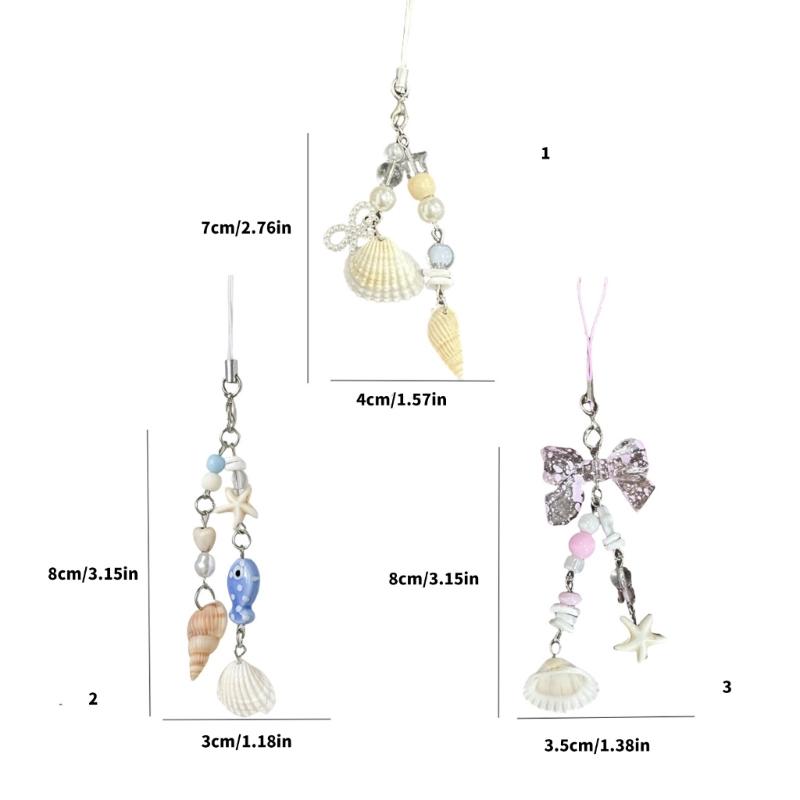 Versatile Shell Keychain Star Shells Pearls Charm Pendant Phone Strap Keychain for Backpack and Car Keys Decoration