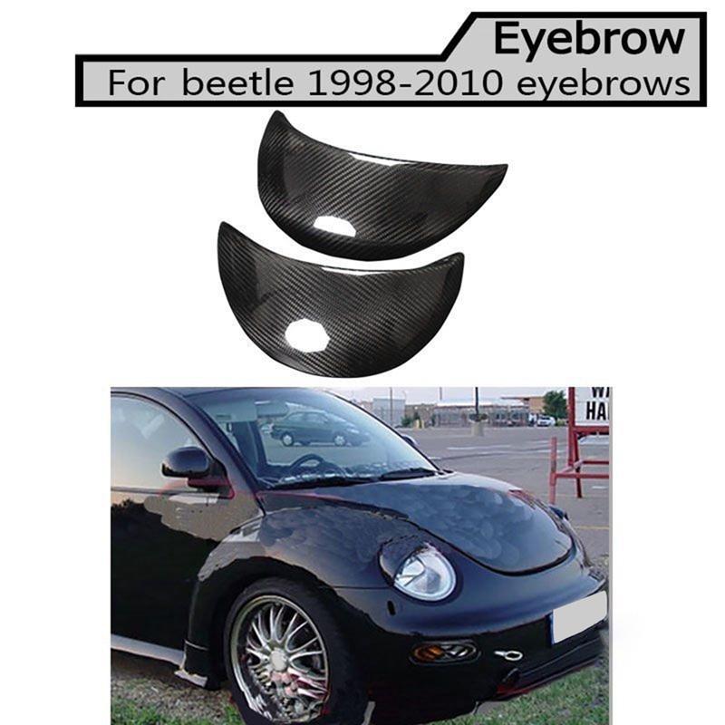 Real Carbon Fiber Front Headlight Eyelids Eyelashs Covers For -Beetle 1995-2011 Head Light Eyebrows Trim Carbon fiber pattern