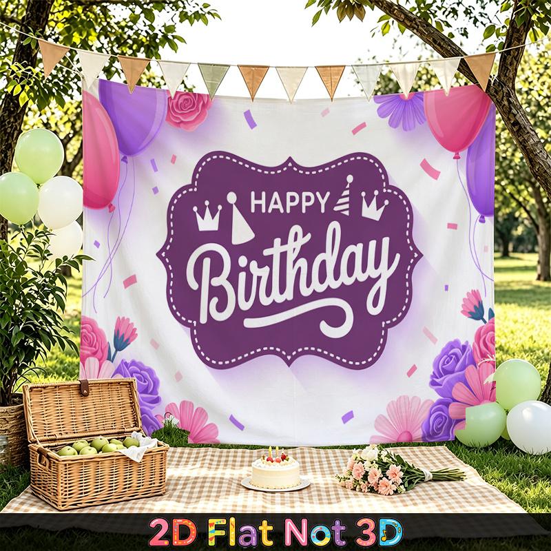 1pc Birthday & Wedding Balloon Floral Indoor/Outdoor Party Banner Multicolor