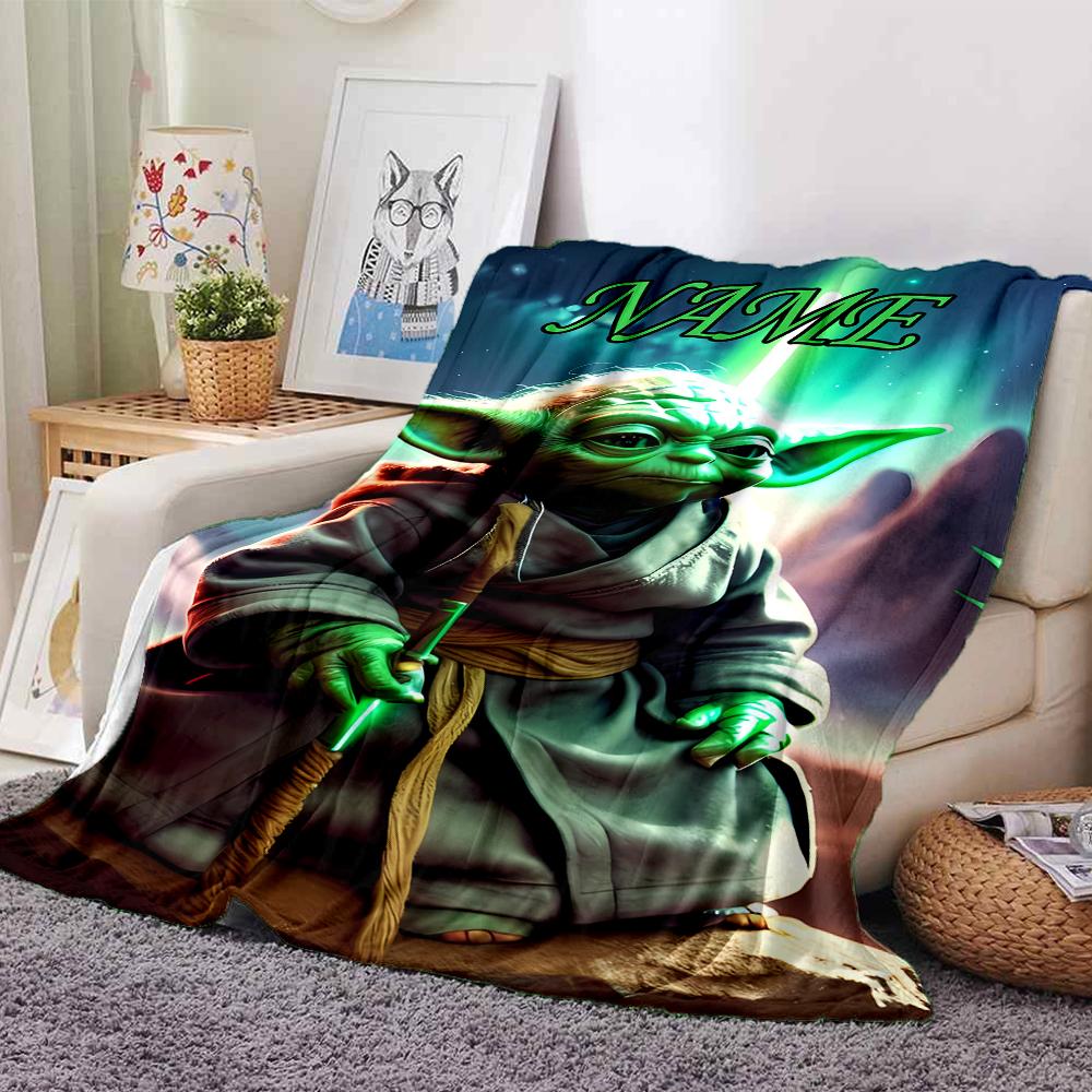 Customiz Name Personality Yoda Blanket Soft &Warm Sofa Office Bed Travel Lunch Break Blanket, Gift Suitable All Seasons
