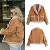 Giacche in finta pelle scamosciata da donna, collo ribaltabile, fodera in pile, pelliccia sciolta, monopezzo, stile europeo vintage, cappotto autunno e inverno