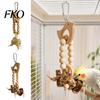 Chew Toy for Parrots Wooden Blocks Parrot Toy, Bird with Beads Rattan Balls or Beak Grinder Dried Star Fruits, Cage Accessory Small Medium Cockatiels