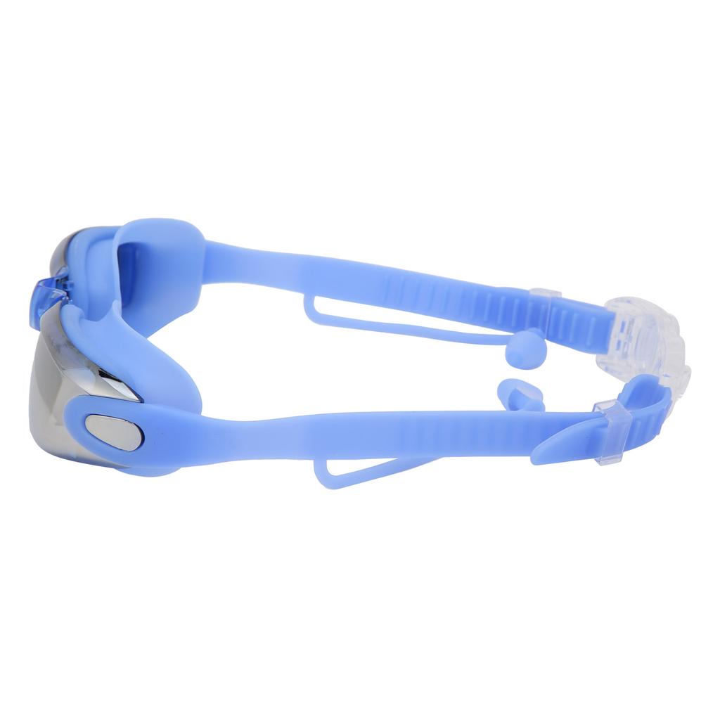 Waterproof Anti Fog Swimming Goggles Electroplating AntiUV Glasses with Earplug for Adult(Blue )