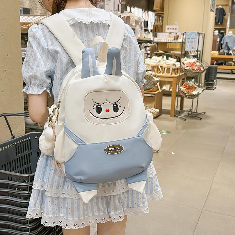 Rabbit Cute Cartoon Pattern Student Backpack With Pendant For Going Out