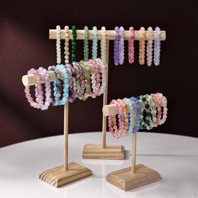Jewelry T Shape Bar Stand Display Holder Wood Portable Stable Desktop for