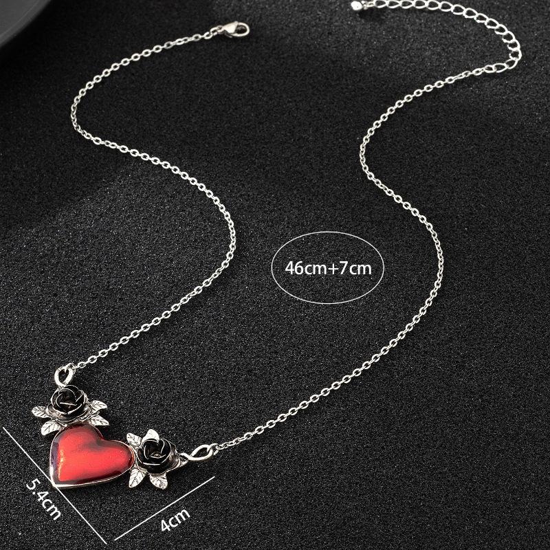 

Meier Independent station new creative rose heart gothic dark punk style halloween necklace