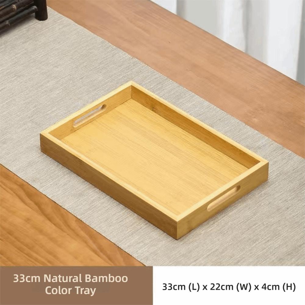 Rectangular Bamboo Wooden Tray With Handle Dessert Pallet Decorate Tray Serving Tray Coffee Table