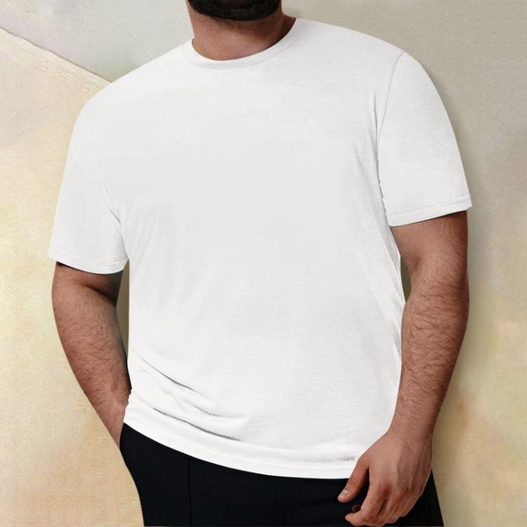 Mens Casual T Shirt Plus Size Short Sleeve Round Neck Solid Color Top Blouse