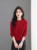 Women's Medium-Length Slim-Fit Round Neck Wool Sweater - Casual, Solid Color, Covers Belly, Perfect for Autumn and Winter.