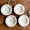 Korean INS Style Hand-Painted Irregular Ceramic Plate for Desserts, Salads, and Soups