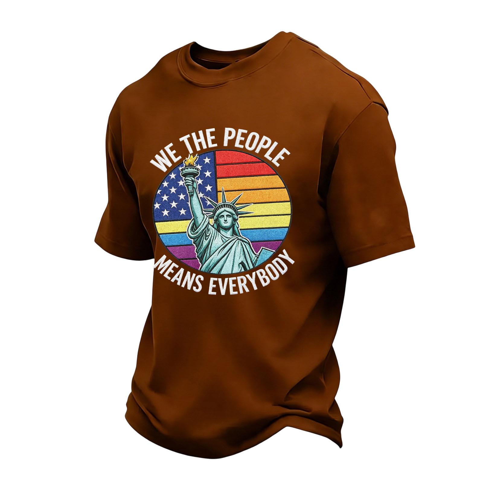 

Men s Casual Short Sleeve Crew Neck T-Shirt Independence Day Graphic Print We The People Means Everybody Cotton Blend Top XL