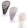Mesh Hair Net Polyester Knit Snoods Crocheted Sleep Cap with Faux Pearls Decoration Fashionable Head Cover for Women