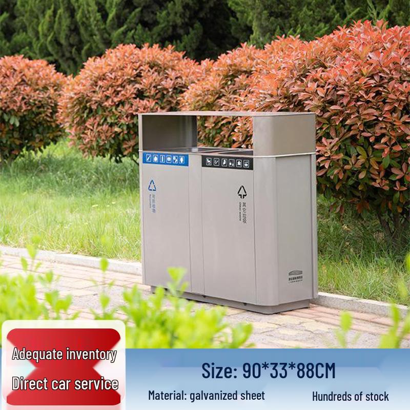 Stainless Steel Outdoor Park & Community Sorting Trash Can