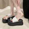 Fashion 7.5CM Women High Platform Slippers New 2025 Summer Beach Flip-Flops Ladies Wedge Heels Flock Shoes Woman Outside Chunky Sandals