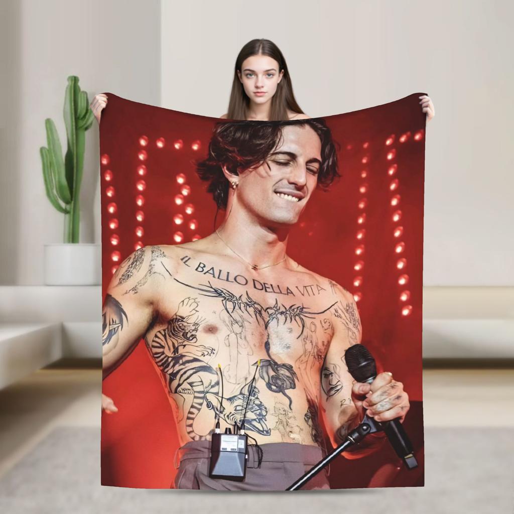Damiano David Flannel Blankets Autumn Super Soft Throw Blanket for Kids Adult Home Decor Pattern Bedspread Sofa Bed Cover