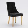 Chaises de salle à manger en tissu rayonne flocké chenille, Chaise d'appoint rembourrée confortable avec pieds plaqués acier inoxydable doré, Lot de 2 (Noir), DE1647BK