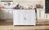 Kitchen island with casters, extendable dining area with multifunctional drawers and waste bin compartment, ideal for kitchen and dining room (white)