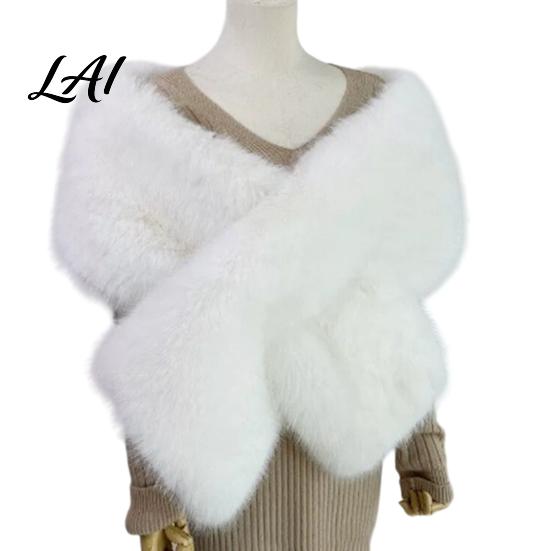 Soft Shawl for Women Women's Faux Fur Shawl Plush Collar Scarf Wrap Solid Color Breathable Multi-functional Winter Colder Warm Wrap Bridal