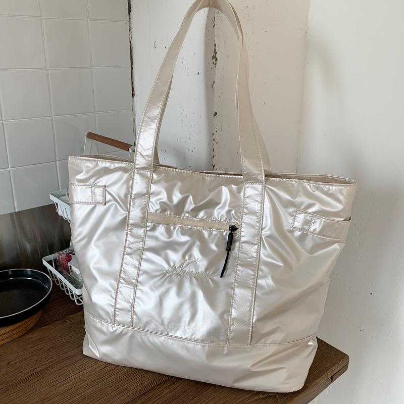 

Textured tote bag summer new women s bag casual large-capacity handbag cotton clothing bag shoulder bag білий