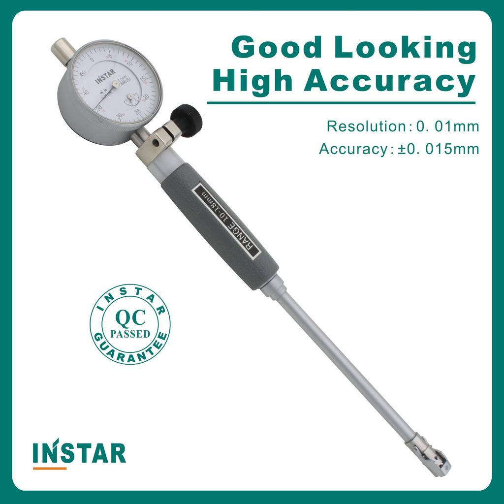 Messuhr-Bohrungsmessgerät, 10–18 mm, 0,01 mm, kleines Zifferblatt, stoßfest, Messuhr in Industriequalität, 18–35 mm, 50–160 mm, DIN-Standard