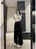 Women's 2024 Autumn/Winter Fleece-Lined Wide-Leg Striped Pants