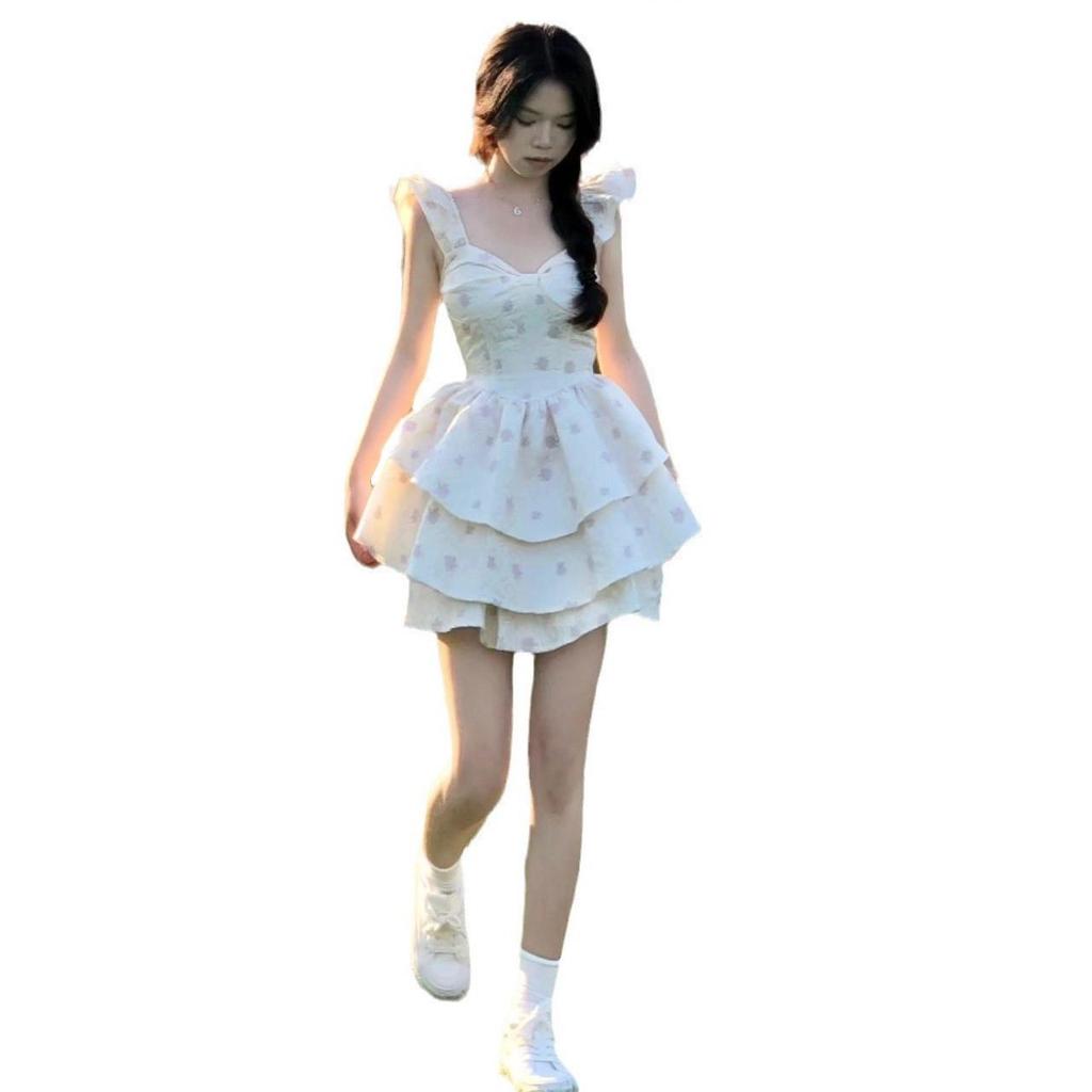 French Sweet Hot Girl Puff Sleeve Floral Summer Dress