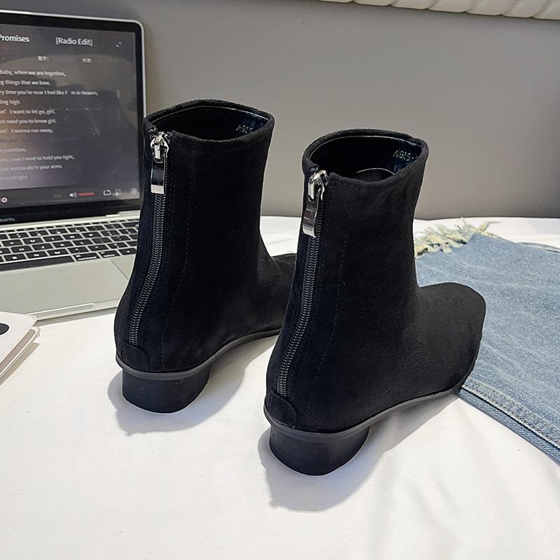 Winter Fashion Square Toe Thick Heel Women's Boots 2025 New Wear-Resistant Ladies Shoes Sexy Comfortable Simple Short-Tube Boots