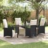 VidaXL 5-piece Garden Set with Black Poly Rattan Cushions 3379663