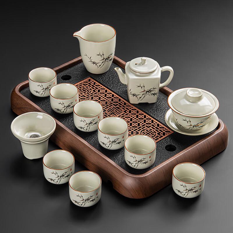 Ru Kiln Rich Bamboo 12-Piece Tea Set