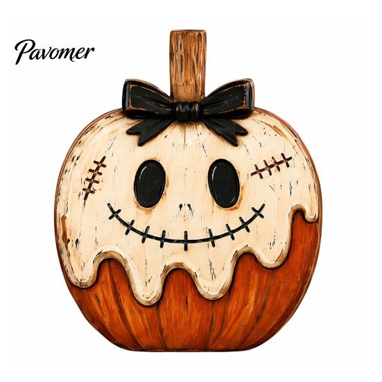 Rustic Style Ornament Set Wooden Halloween Ornaments, Retro Desktop Decorations for Home Table Tiered Decor Tray Decor, Pumpkin/Black Cat/Ghost/Bat