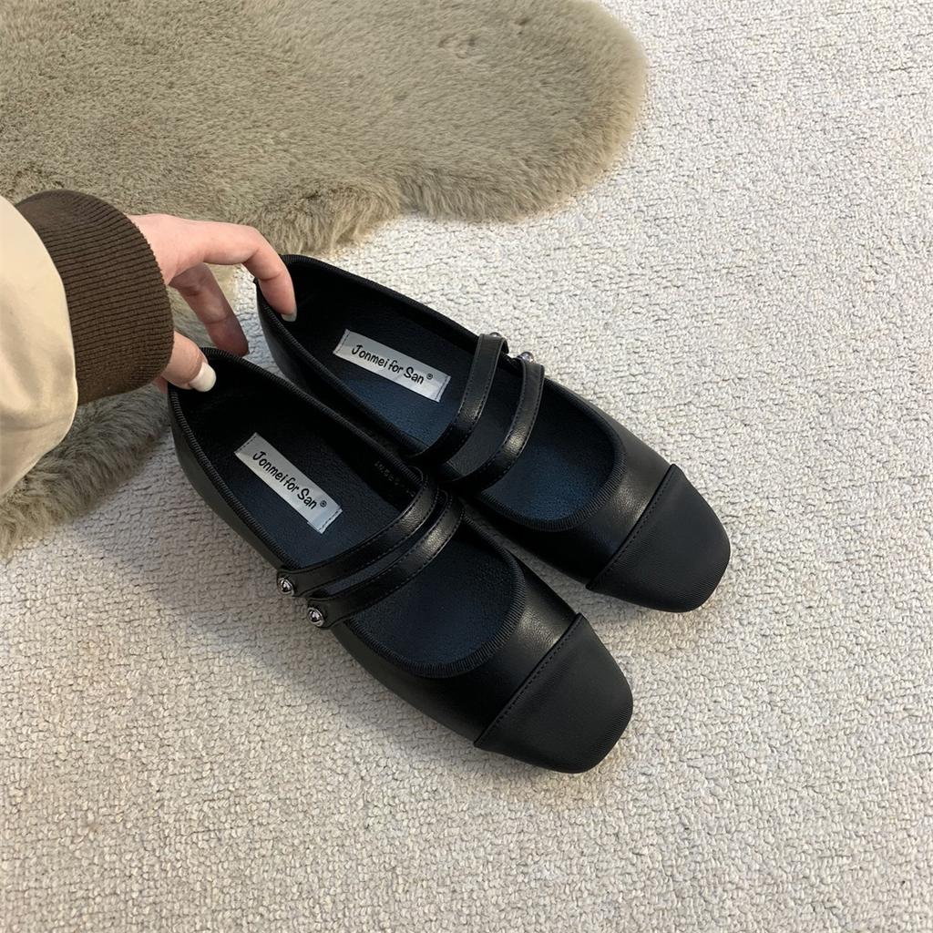 Koreanische Version von Damenschuhen zu Röcken Mary Jane Schuhe Xiaoxiangfeng flache Schuhe Französische Abend-Einzel-Schuhe Frühling 2025 Damenschuhe Lederschuhe