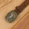 Embossed Design Retro Mens Belt Versatile Style Bull Head Pattern Embossed Belt American Style Trendy Design Bull Head Belt