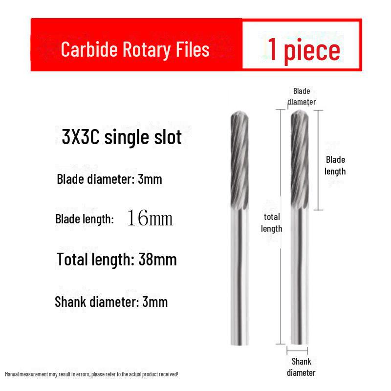 3mmX6 Tungsten Steel Carbide Rotary File for Electric Grinding - Small Metal Grinding Head