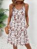 Summer new European and American printed suspender dress holiday style V-neck A-shaped skirt fashion beach skirt