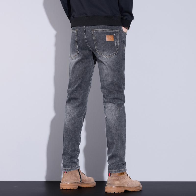 Spring and Autumn Men's Jeans Elastic Casual Straight Simple Versatile Trendy Youth Men's Long Pants