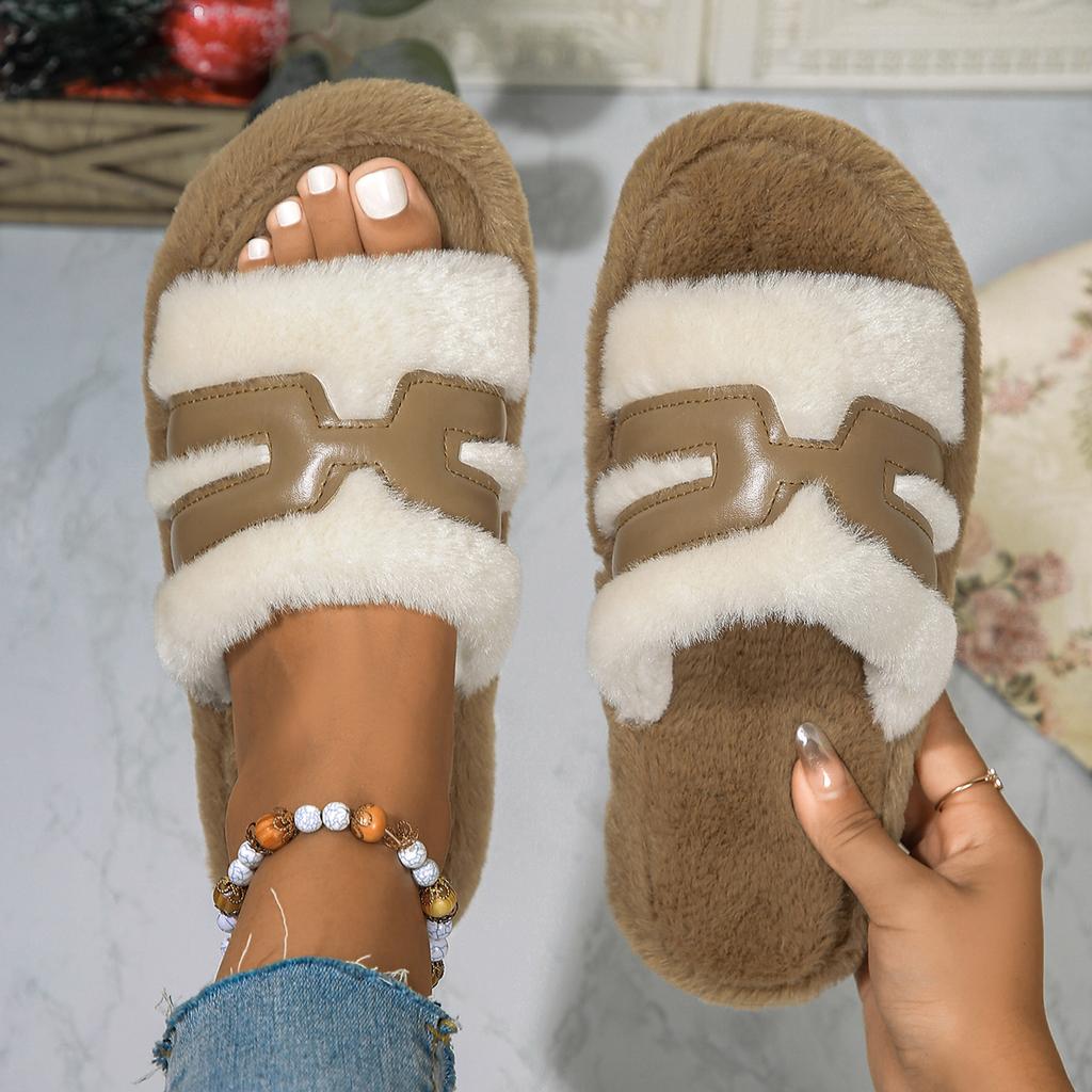 Fashion Women Slippers Autumn Winter New Trendy Furry Slippers Home Comfortable Outdoor Casual Cotton Shoes for Women Slides Women