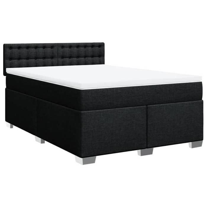 Exclusive House - Bed Slat Base with Mattress Black 160x200 Cm Fabric
