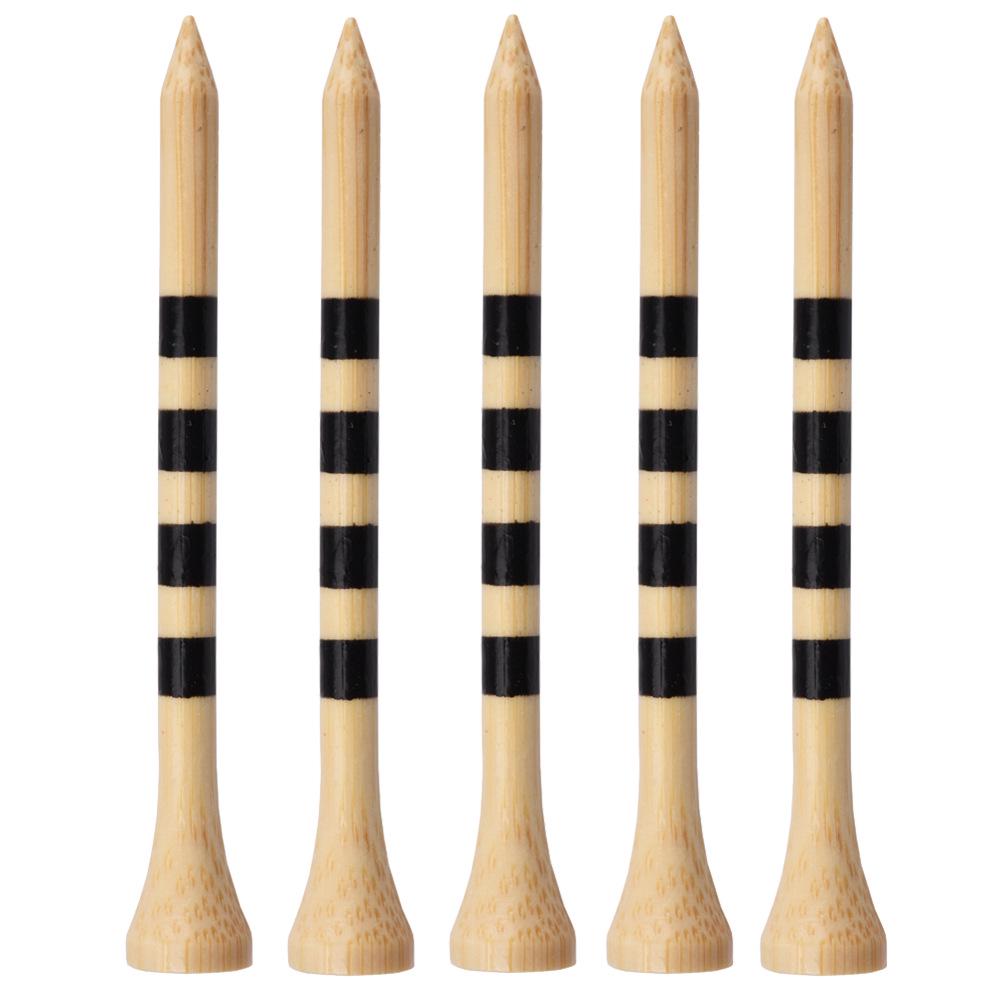 Pack of 100 Bamboo Striped Golf Tees, 70/83mm Ball Holders