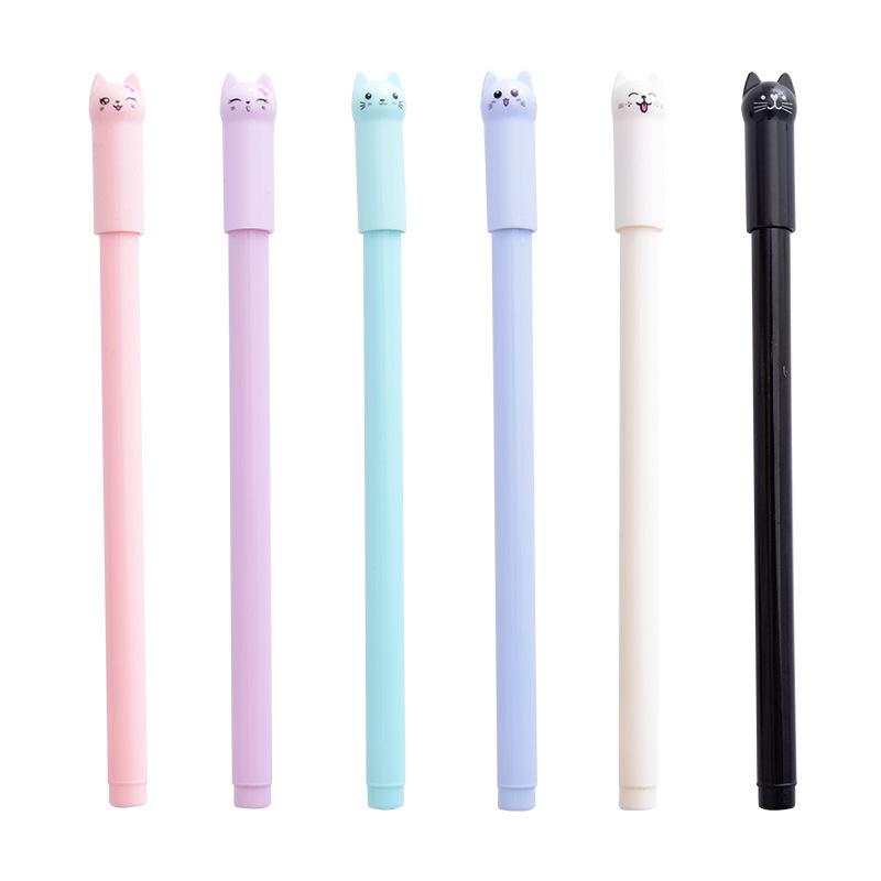 1-6-30 Pcs Cute Kawaii Cat Gel Pen Cartoon Writing Office School Supplies Stationery Creative Sweet Lovely Pens