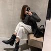 Ankle Boots Women Retro Pointed V Mouth Thick Heel Wrinkled Western Cowboy Boots Platform Shoes Women