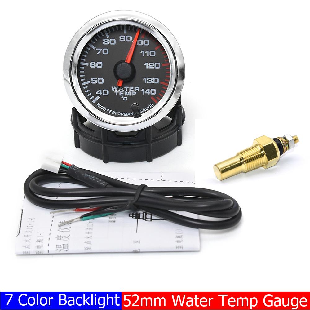 

40-140℃ 2 52 мм измеритель температуры воды с датчиком 1/8 NPT указатель 7 цветов светодиодный датчик температуры воды для бензинового гоночного автомобиля 12 В