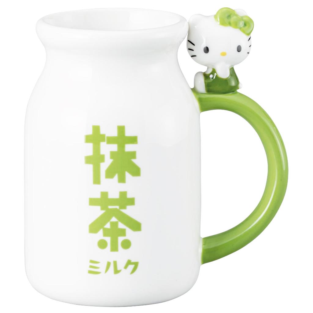 Sanrio Hello Kitty Milk Bottle Matcha Mug with Matcha Birthday SAN5068 Mug, Figurine, Approx. 360ml, Milk, Goods, Tableware, Gift, Women, Children,